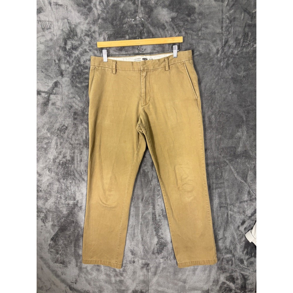Old Navy Ultimate Slim Straight Chino Pants Mens 34x30 Khaki Tan Flat Front Pant